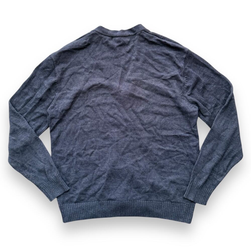 Vintage Oscar de la Renta Mens Button Up V Neck Cardigan Sweater Blue XXL - Picture 2 of 5